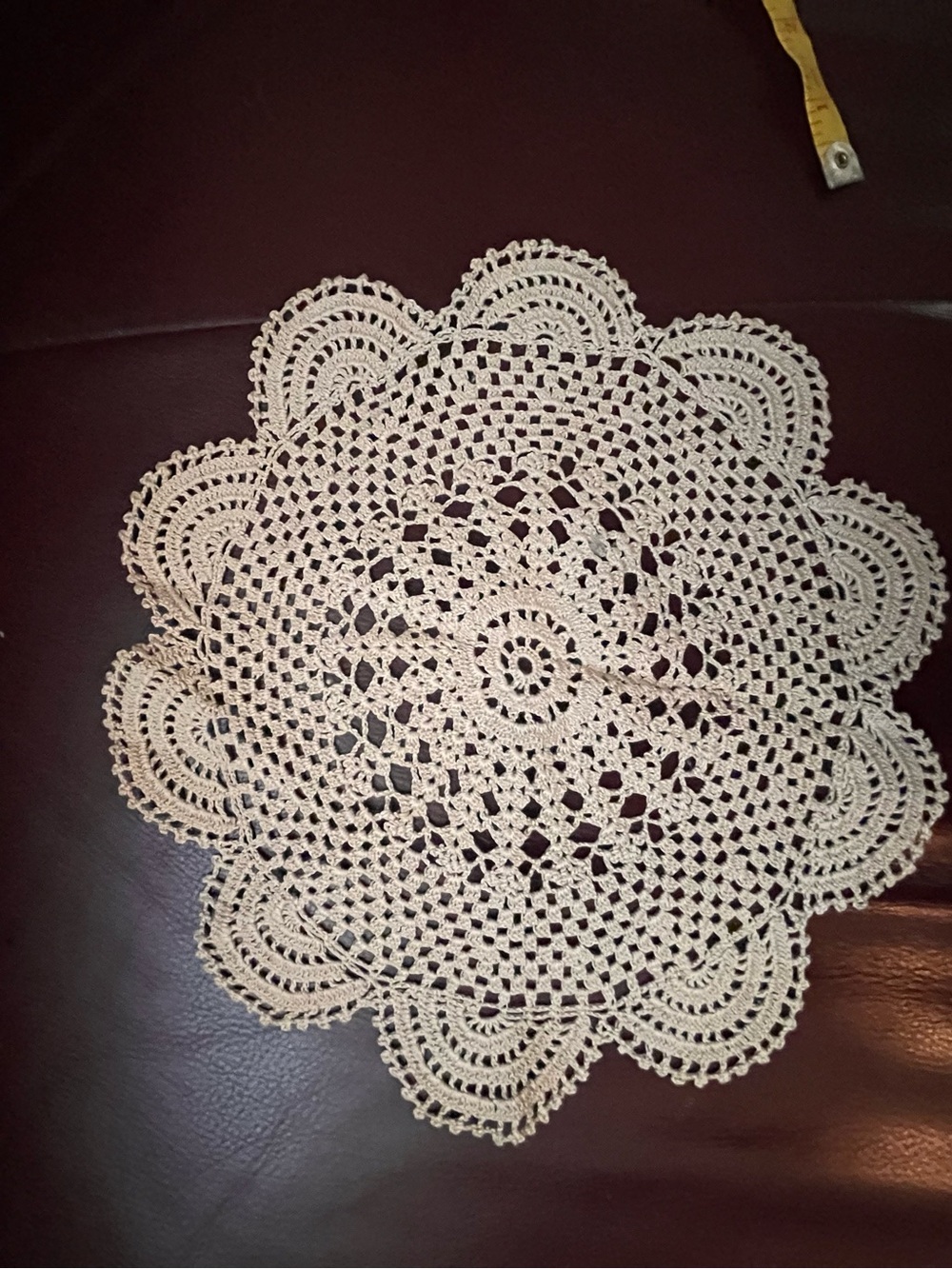 Small round hand crochet doily